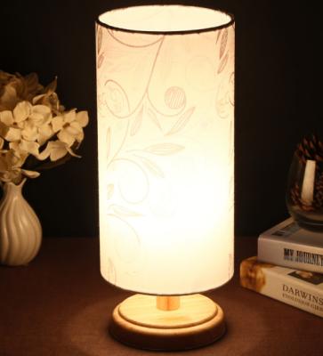 China Wooden base linen fabric lampshade soft light elegance Bedside table lamp LX110 for sale
