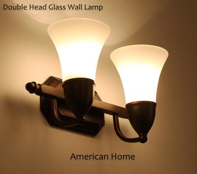 China Household interior Double head glass shade american style Wall lamp decorate light fixture  104 for sale