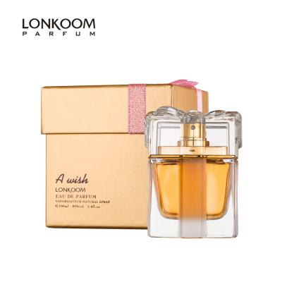 China A Wish LONKOOM Gold 100ml perfume for women EDP parfum gold Oriental-Fruit scent long lasting oem perfume for sale