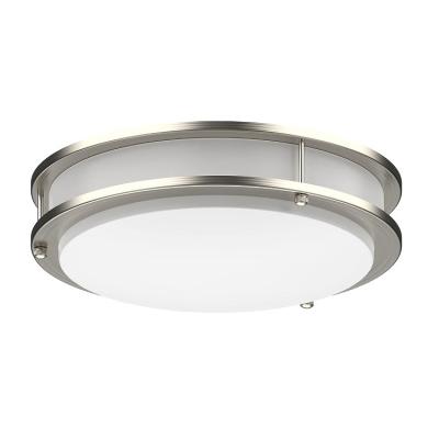 China Brush Nickel Ceiling 14 LED Flush Mount Light Fixture 5CCT 25w Double Ring for sale
