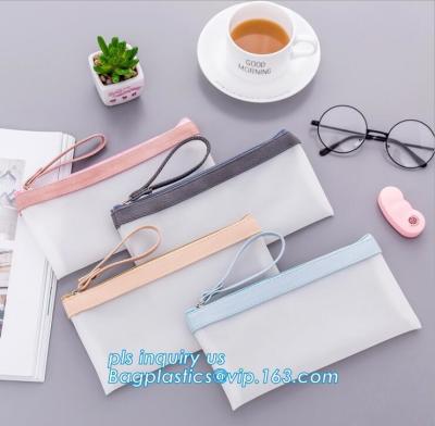 China clear vinyl TPU pencil case bag with zipper for boys girls, Creative contracted envelope bag translucent frosted pencil for sale