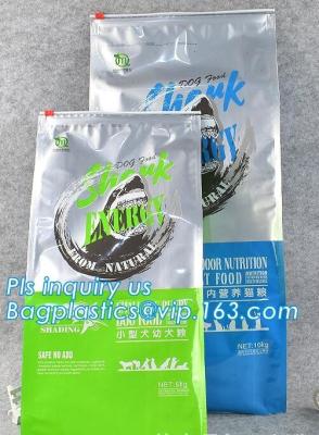 China Slider zipper quad seal bag 10kg pet food bag, Tin Tie Flat Bottom Coffee Bean Bag / Aluminum Foil Side Gusset Quad Seal for sale