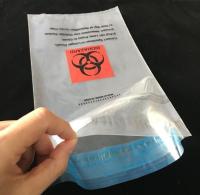 China Druck selbstklebende Biohazardabfalltasche, Autoklav Biohazardexemplar-Transporttasche, medizinischer Biohazard Plastikpolyb zu verkaufen