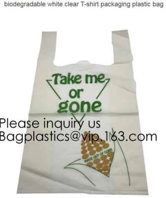 China BIO Biodegradable Pre-Printed Thank You Retail Bags,Green Plastic T-shirt Shopping Bags,Compostable Biodegradeable, Extr for sale