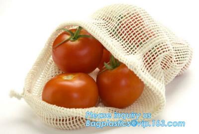 China Recycled grocery shopping fruit reusable produce bag organic cotton mesh bag,100% Certified Organic Cotton Reusable Mesh for sale