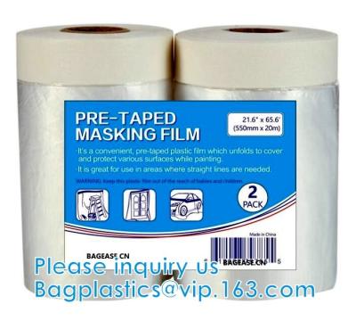 China Pre-Taped Painter'S Plastic Automotive Best Masking Tape Painting Pre-Taped Masking Film Sheeting With Tape for sale