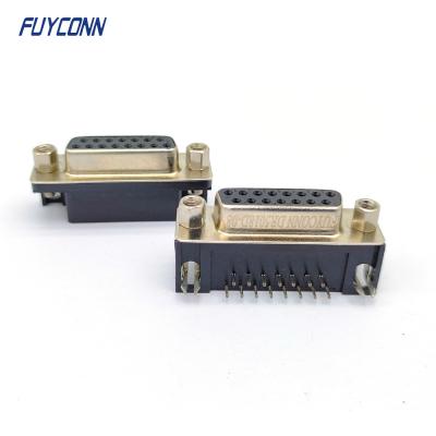 China 15P Right Angle D-sub Connectors Receptacle Female PCB Connector (8.08mm) for sale