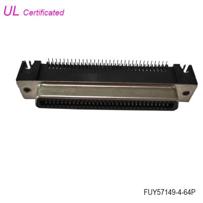 China 32 Pairs Amphenol PCB Right Angle Female 64 Pin Centronics Connector for sale