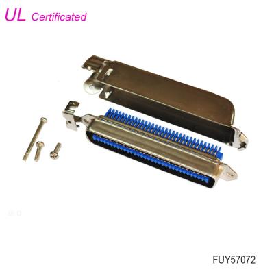 China 70640 Amphenol Connector Champ RJ21 64 Pin Male Centronic Connector 32pairs IDC Type w/ Side Entry Matel Cover for sale