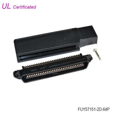 China Black 64 Pin Centronics Connector Male IDC Crimping type Connector with Plastic Cover for sale
