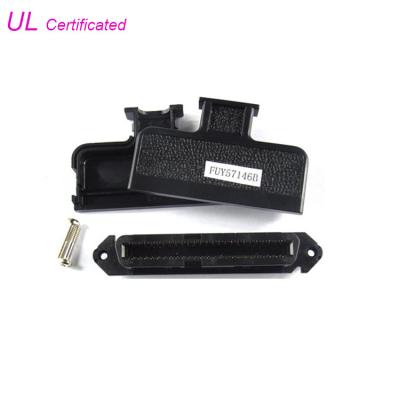China 2.16mm pitch Telco Centronic 50 Pin Connector IDC Female Type 25 Pairs Connector with 180 Degree black Plastic cover for sale