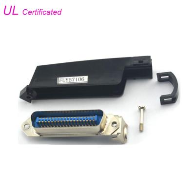 China 36 pin Centronic Solder Pin Connector Hard Type Male Connector with 90° Plastic Cover for sale
