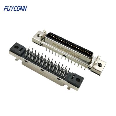 China 180 Degree PCB SCSI Connector Female 50P MDR Servo Connector for sale