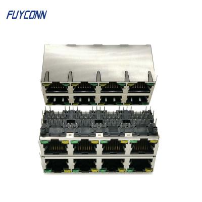 China Fosfoorbrons 2x4 8 Havens 64 Pin Female-PCB RJ45 Jack Connector Te koop