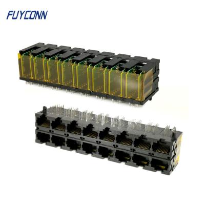China PCB 2x8 Ports 16*10P 160 Pin RJ45 Connector With Right Angle Terminal for sale