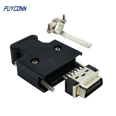 China 20 Pin Servo Connector Mini Solder Type SCSI Connector W/ Plastic Dust Cover Sider Screw for sale