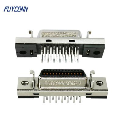 China 26 Pin SCSI Connector Right Angle Type Female SCSI PCB Connector W/ Fixness Hanger for sale