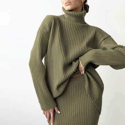 China Women s Sweaters for Outdoor Activities with Free Pullover Closure Type Half skirt high neck sweater set for sale