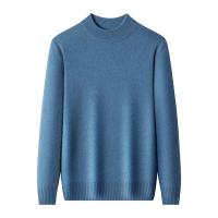 Quality Men s Sweaters with Ribbed Hem for Fall/Winter Half High Collar Woolen Crew for sale