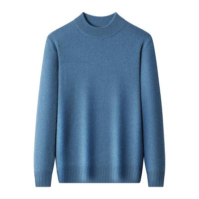 China Men s Sweaters with Ribbed Hem for Fall/Winter Half High Collar Woolen Crew Neckline and Seasonal Style for sale