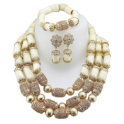 China Supoo African Beads Jewelry Sets Senegal/ghana Wedding Handmade Jewelry Women's Golden Wedding Jewelry Sets Gold Plated 18k JH35 for sale