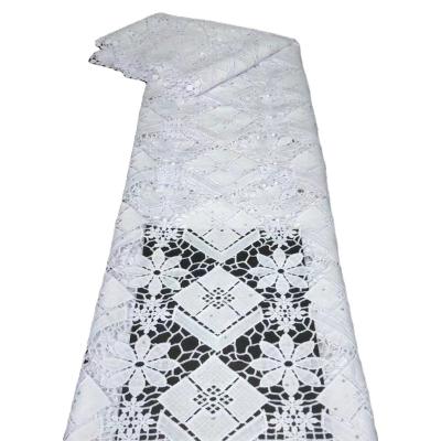China Supoo African Wedding Dress Bridal Gown Evening Fabric White Sequins Cord Lace for sale