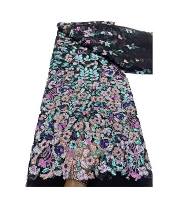 China New Arrivals  High Quality  Pretty Luxury Embroidery Sequined Fabric Cotton Embroidery Fabric For Wedding for sale