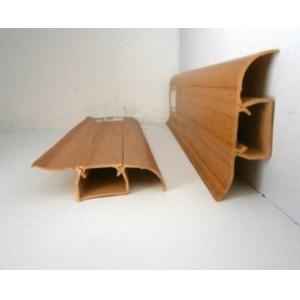 China Waterproof Plastic Skirting Board Wooden Color Crack - Resistant 18mm Thickness for sale