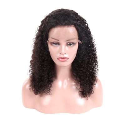 China 16 Inch Mongolian Virgin Hair Lace Wigs Kinky Curly With Transparent Lace for sale