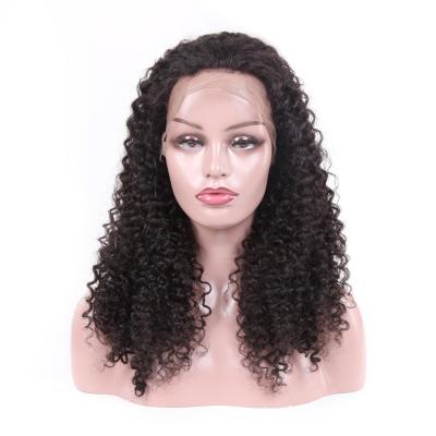 China Jet Black Real Virgin Hair Lace Wigs , 100 Human Full Lace Wigs Kinky Curly for sale