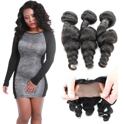 China Real Long Loose Curly Hair Extensions , Indian Loose Curl Weave No Tangle for sale