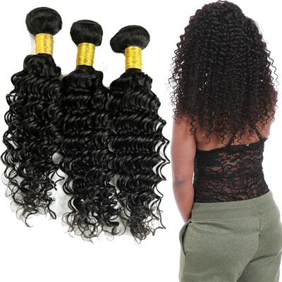 China Double Weft Raw Brazilian Virgin Remy Hair Deep Wave 3 Bundles No Tangle for sale
