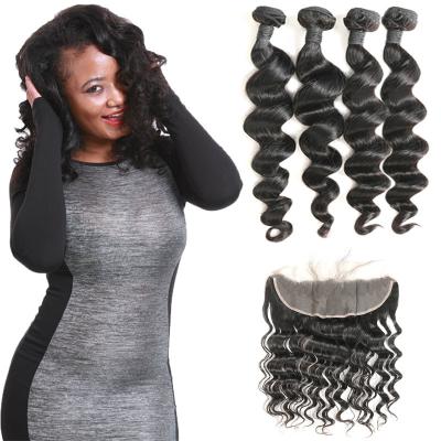 China Waterproof Brazilian Natural Hair Extensions Loose Wave Lace Frontal Closure for sale
