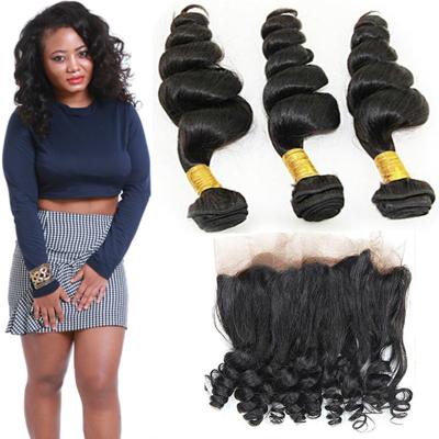 China 8A Smooth 360 Lace Frontal Loose 24 Inch Wave 3 Bundles Human Hair Weave for sale