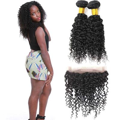 China Raw Double Weft Brazilian Curly 360 Frontal Closure Water Wave Human Virgin Hair for sale