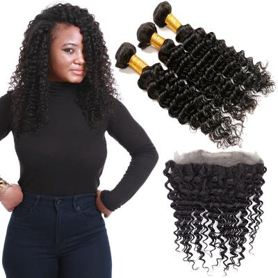 China Genuine 360 Deep Wave Frontal , 24 Inch 360 Deep Wave Frontal No Split Hair for sale