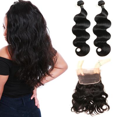China Real 360 Lace Band Frontal Closure Virgin Hair Body Wave No Synthetic Hair for sale