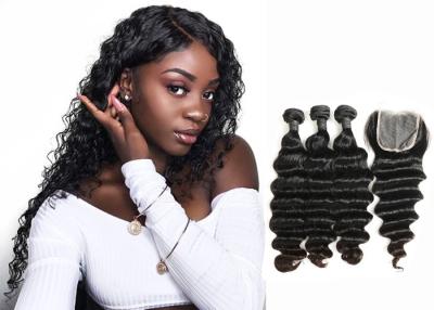 China Double Sewed Weft 8A Virgin Brazilian Hair Extensions Deep Wave With Frontal for sale