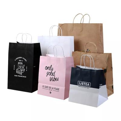 China Custom Logo 170gsm Recycled Take Away Paper Bag Packaging For Clothes for sale