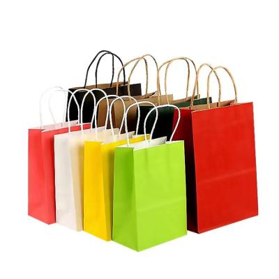 China 15x8x21cm Leuchtstofffarbpapier-Einkaufstaschen mit Logo zu verkaufen