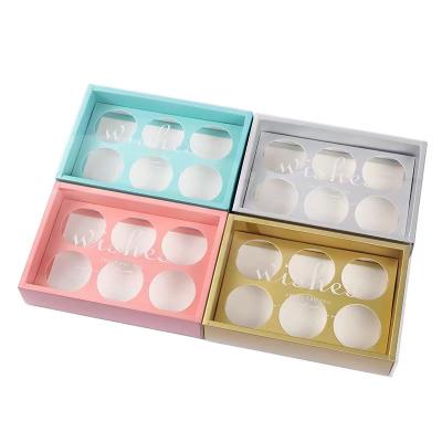 China CMYK PMS Recycled Paper Gift Box 6 Compartment Cupcake Container for sale