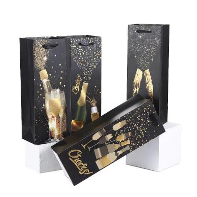 China Custom Print Wine Bottle Paper Bags Gold Stamping Corrugated Cardboard Boxes for sale