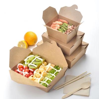 China CMYK Pantone Kraft Pasta Salad Box OEM ODM Disposable Paper Lunch Box for sale