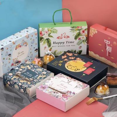 China 20x14x6cm Biodegradable Food Container Paper Box Mooncake Paper Box With Lid for sale