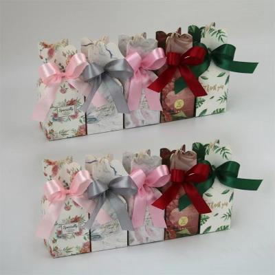 China ODM 5*5*12cm Candy Chocolate Wedding Paper Box With Ribbon for sale