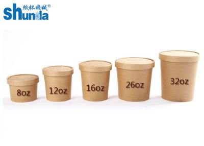 China Disposable Kraft Paper Cup Food Packaging Container With Lid Flexo Printing for sale