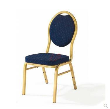 China YLX-6085 Golden Aluminium/Steel Stackable Round Back Blue Banquet Dining Chair for sale