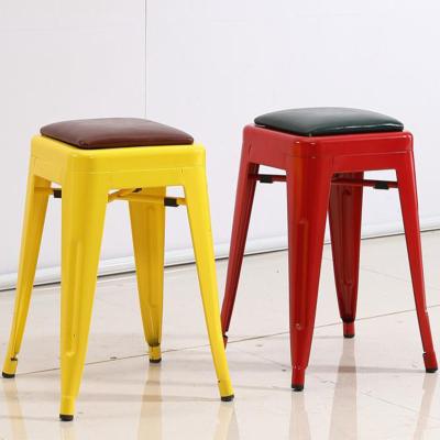 China YLX-1113 Loft Simple Style Steel Tolix Mini Square Stool chair with Cushion for sale