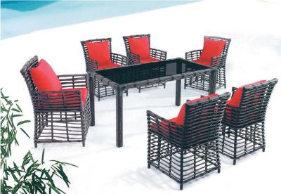 China YLX-RN-049 Water Proof Black Rattan Chair and Table with Glass for Outdoor used for sale