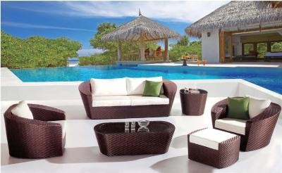 China YLX-RN-024 Dark Coffee PE Rattan Sofa and Table for outdoor used for sale
